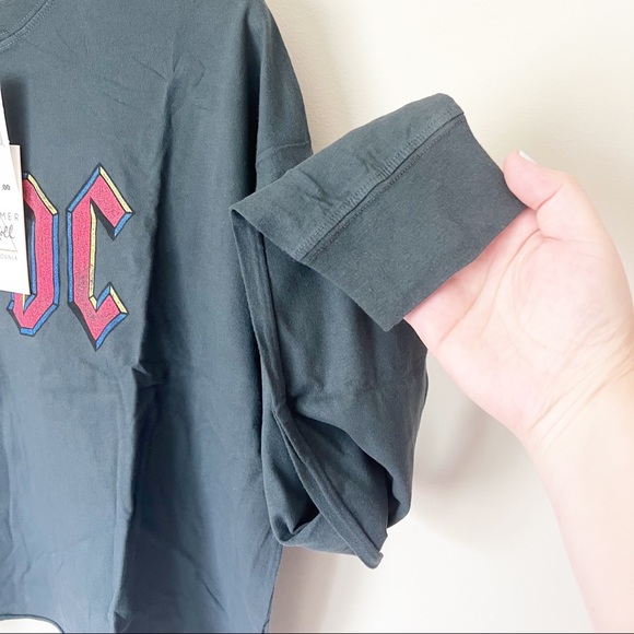 Daydreamer AC/DC Crop Graphic Band Tee Sweatshirt S Vintage Black NWT - Picture 7 of 11
